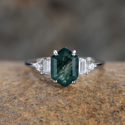 Natural Moss Agate Ring 925 Sterling Silver Engagement Promise Rings for Women Birthday Jewelry Gift2