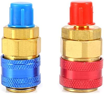 1 Pair R134A H/L Auto Car Quick Coupler Connector Brass Adapters Air Conditioning Refrigerant Adjustable AC Manifold W91F