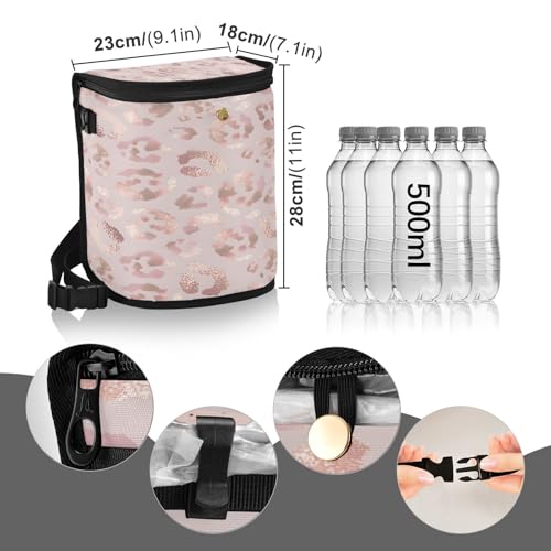 Image of senya Car Trash Can Car Garbage Can Car Waste Basket,Leopard Print Cheetah Rose Gold Leak-Proof Car Trash Bin, Car Trash Hanging Car Accessories Interior Car Organizer Bag