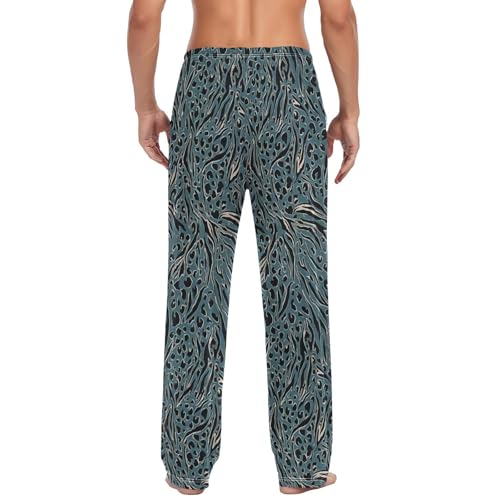 Men's Pajama Pants,Leopard Navy Blue Print Lounge Lightweight Sleep Bottoms Pants with Pockets Size S-XXL2