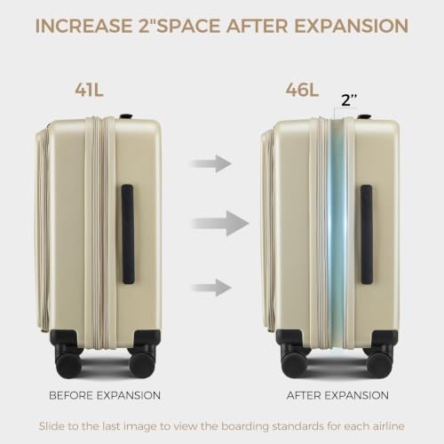 Image of Carry on Luggage Top opening Suitcases, Expandable with Cup Holder and USB Charging Port,Lightweight with Front Pocket Rolling Suitcases with Spinner Wheels