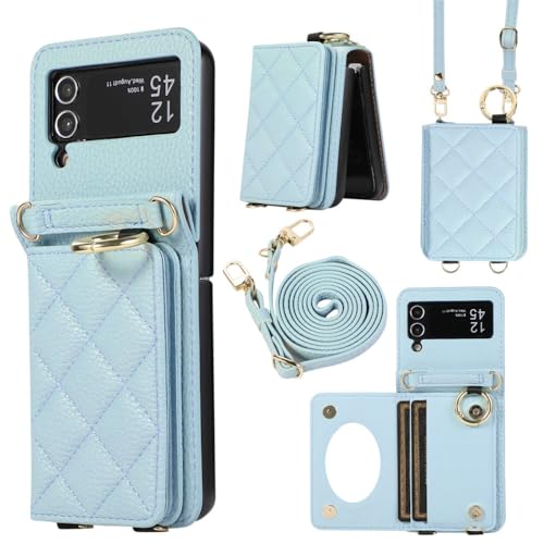 Étui en cuir pour Samsung Galaxy Z Flip 4 avec lanière bandoulière chic et miroir intégré ENILSA