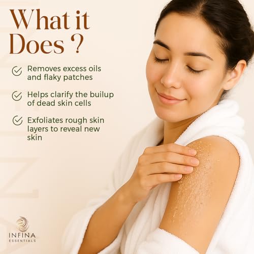 Scalp and Body Scrub – Exfoliating Sugar Cleanser with Coconut Oil, Menthol & Aloe – Dual-Use Polisher for Dry Skin & Flaky Scalp – Soothing, Cooling & Hydrating - INFINA ESSENTIALS | 8.45 fl oz - Image 4