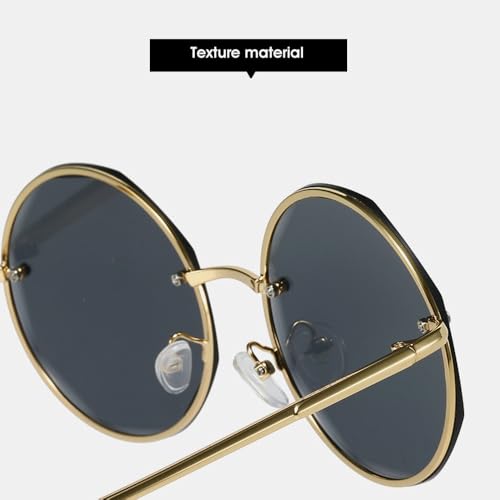 Round Rimless Sunglasses Men Woman Luxury Large Frame Sun Glasses Female Vintage UV400 Shades Eyewear3