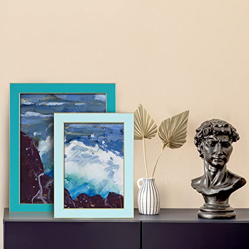 Core Art 5X7 Picture Frames, Turquoise Blue Photo Frames Set Of 2, 5 By 7 Colorful Frame With Hd Plexiglas, Wall Or Tabletop Display #TOP1