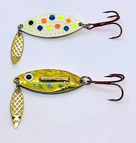 PK Rattle Spoon - Gold Hologram Back - All Season Fishing Bait - Ice Fishing Lure (Wonder Bread Glow, 3/8 Oz)