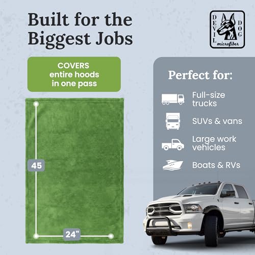 Image of XL Car Drying Towel for Trucks - 1200 GSM Twisted Loop Microfiber, 24 inch x 45 inch Edgeless, Scratch-Free