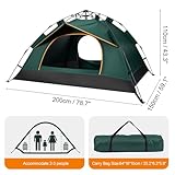 LN COZY CORNER 3-Person Pop Up Tent Instant Setup Camping Tent Waterproof & Windproof Double Layer Dome Tent with Removable Rainfly Lightweight for Backpacking Garden - Image 4