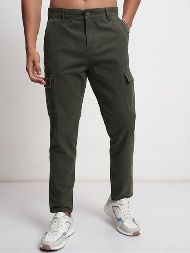 Image of Highlander Men's Tapered Fit | Cargo Trousers | Sleek & Functional | Utility Pockets | Trouser for Men | Men Trousers