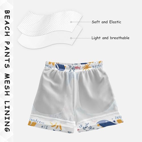 Pigsaly Boys Swim Trunks Crab Dolphin Ocean Animals Corals Sea Boys Board Shorts Swimsuit Swimwear Summer Bathing Suit 3T4