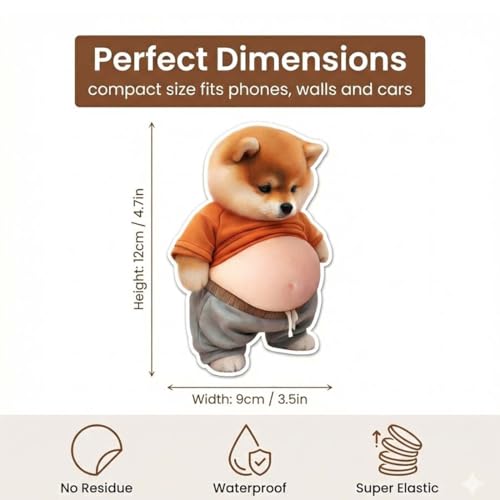 ZENQARI 4 Stück Türstopper Sticker aus Gummi und PVC – Braune Shiba Inu Hundekopf Aufkleber als lustiger Türanschlag & Handy-Sticker für Zuhause, je 11 x 7 cm