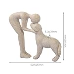 Dog Sculpture Home Decor Cute Man and Dog Statue Decoration for Office、Living Room、Bedroom、Home， Memory Gifts for Pet Lovers (Sandstone) - Image 4