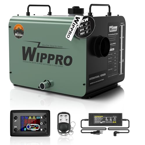 Diesel Heater 8KW, 12V/24V/110V Diesel Heaters All in One, 2Gal Diesel Air Heater with LCD Switch, Remote Control for Campers, Car, RV Truck, Boat, Campervans, (Military Green)