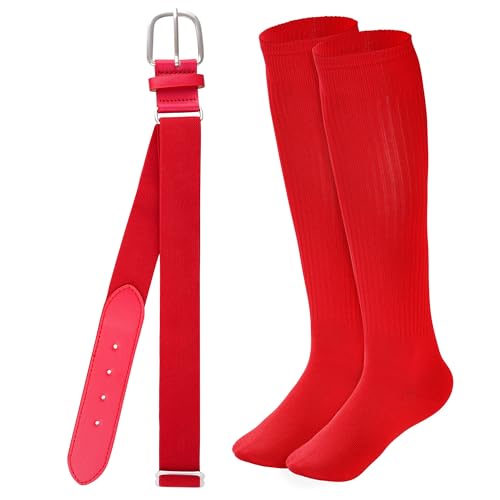 Dxhycc Baseball Socks and Belt Combo Set Adjustable Softball Baseball Socks and Elastic Waist Belt for Youth Adult