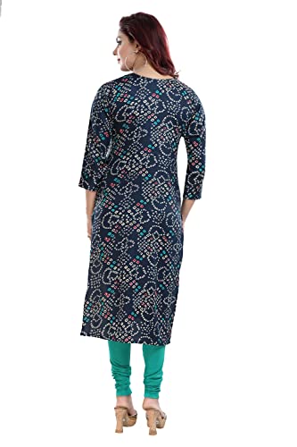 Image of DREAM & DZIRE Bandhani Kurti Green in Colour for Women of Cotton Satin Plus Size & Small Size.