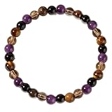 ポジティブなエネルギーを与えるクリスタルブレスレット。男女兼用。タイガーアイストーンを使用したハンドメイド。毎日着用できるモチベーションを高めるビーズストレッチストリングジュエ。 2ブレスレット (Purple, length-19cm)#0721