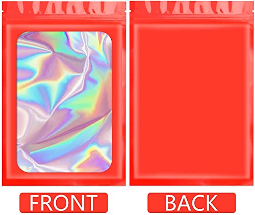 Artcut 100 PCS Mylar Bags, Holographic Bags, Baggies, Cute Small Plastic Bag(Red, 4 * 6inch), 4*6inch - Image 2