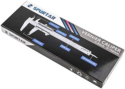 Vernier Caliper Gauge 150mm - 6" Stainless Steel Internal Analog Vernier Calipers Precision Measuring Ruler Micrometer Durable Tool in Protective Box