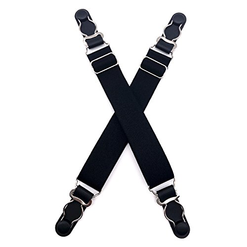 Outman 4 Pcs Multifuction Adjustable Elastic Stocking Clip Garter Suspender (4 pcs Black with 8 plastic Buckles) - Thumbnail 2