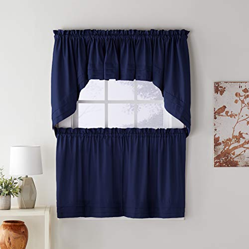 Skl Home Holden Curtain Tier Pair, 57" X 30", Navy, 2 Count #TOP2
