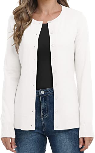DEARCASE Cárdigan De Punto De Manga Larga con Parte Delantera Abierta para Mujer, Suéter De Cuello Redondo con Botones, Jersey Ligero De Color Sólido Cover