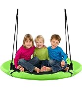 Balançoire Ronde Nid D'Oiseau MaxxGarden 60cm - Suspendue Ajustable Enfant Et Adulte Jusqu'à 100kg - Noir/Bleu
