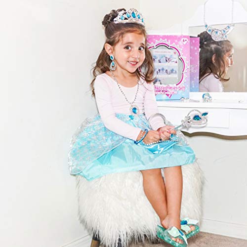 21 Pack Princess Pretend Jewelry Toy,Girl Dress Up toys Girl’s Jewelry Dress Up Play Set Included Crowns,Necklaces,Wands,Rings,Earrings,Skirt - Thumbnail 2