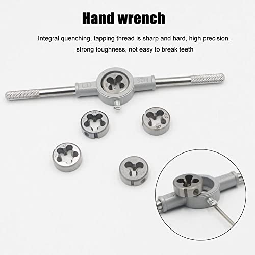 Image of 8Pc Metric Die Set with Adjustable Holder - M3 to M12 Hand Thread Cutter Tools for Bolt & Rod Repair, Manual Threading Kit for Metalwork, DIY & Mechanical Use