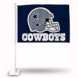 Rico Industries NFL Football Dallas Cowboys Blue Helmet Double Sided Car Flag - 16' x 19' - Strong Pole That Hooks onto Car/Truck/Automobile