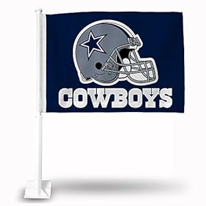 Rico Industries NFL Football Dallas Cowboys Blue Helmet Double Sided Car Flag – 16″ x 19″ – Strong Pole that Hooks Onto Car/Truck/Automobile