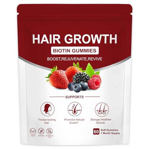 YYLLYY Hair Growth Vitamins Gummies | with Biotin Vitamin C & E Botanical Extracts | Supports Healthy Hair Growth & Strength Skin & Nail Care | Mixed Berry Flavor | Non-GMO