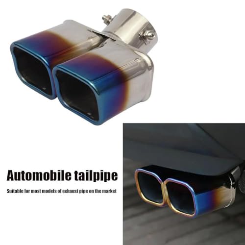 Embout d'échappement universel double sortie bleu tuyau queue voiture
