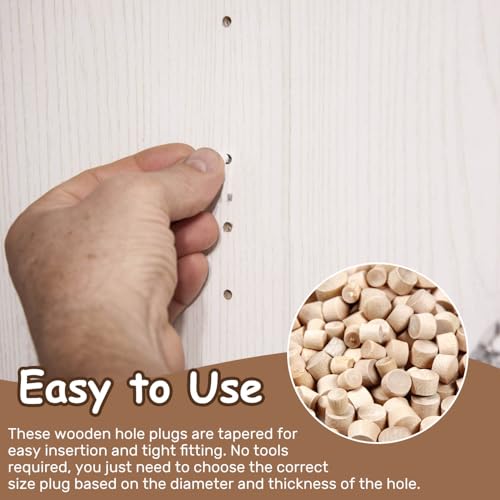 Mromax MRO240505M-0001-FBA 160Pcs Round Wood Plugs 4 Sizes Screw Hole Plugs 3/16 Inch thumb #3