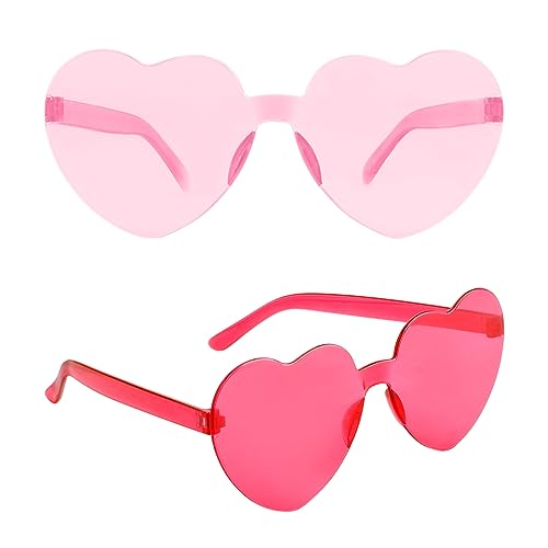 2 Pack Hot Pink Heart Shaped Sunglasses for Women - Perfect for Bachelorette Party Decorations