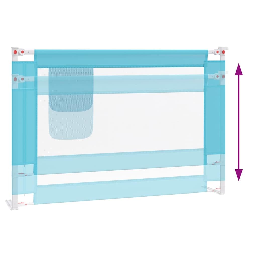 Kleinkind-Bettschutzgitter Blau 100x25 cm Stoff mit klappbarem, höhenverstellbarem Rausfallschutz und atmungsaktivem Material für Kinderbett, Elternbett, Reisebett und Familienbett