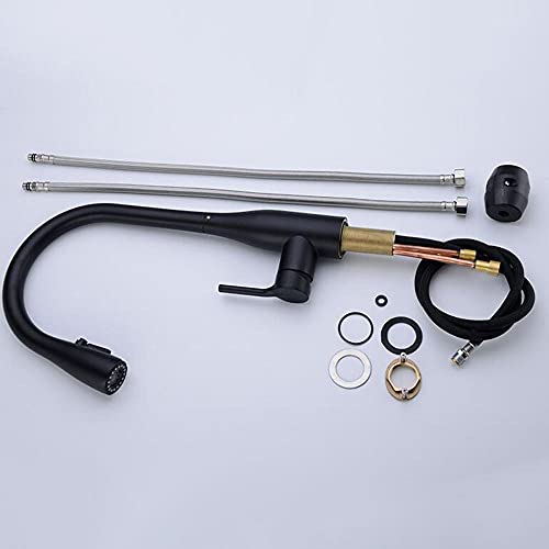 Mitigeur de cuisine en laiton laqué noir avec douchette rotative - 8