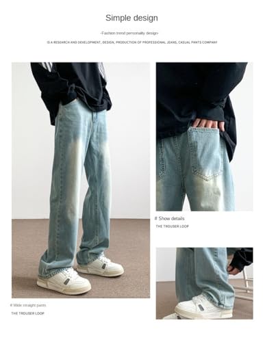 Jeans Pants Trousers Denim Spring Summer Retro Simple Versatile Men's Loose Straight Casual4
