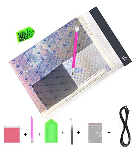 Diamond Painting A4 LED Light Pad, Dimmable Light Board Kit, Apply to Full Drill & Partial Drill 5D Diamond Painting with Painting Tools Drill Sticky Pen