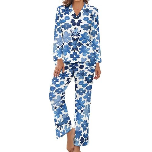 Ensemble 2 pièce pyjama femme à motif floral traditionnel
