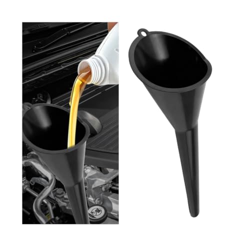 KPEOY Oil Funnel, Multi-Function Plastic Car Engine Oil Funnel with Long Neck, Spill-Proof Automotive Use Liquid Funnels for Filling Gasoline Water Diesel Fuel Lubricants (Black)