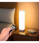 Semlos Led Table Lamp for Bedroom, Reading Night Light with 3 Color and 10 Dimmable Brightness, B...