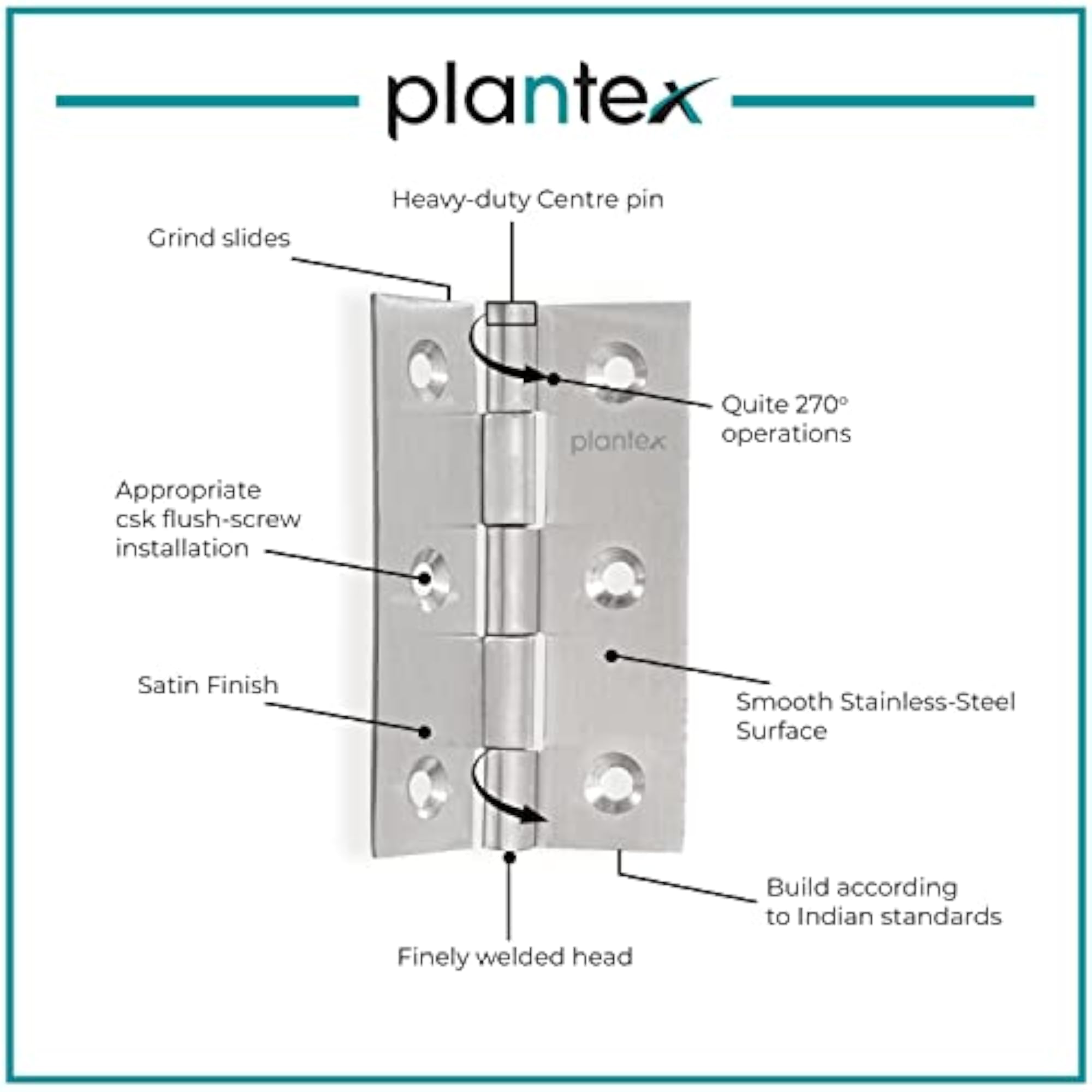 Heavy Duty Stainless Steel Door Hinges, 3 Inch