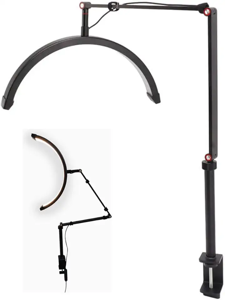 Luminaria Arco Meia Lua 3 Tons Led Estetica Spa Suporte Celular Mesa Salao de Beleza Limpeza de Pele Iluminaçao Ajustavel