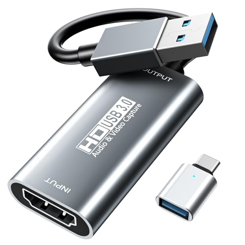 XIIXMASK Video Capture Card,4K HDMI to USB 3.0 Capture Card,HDMI to USB Audio Video Recording in 1080P@60Hz, 2K@50Hz for Teaching,Broadcasting,Gaming,Streaming,Video Conference