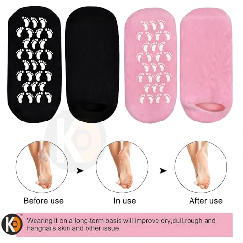 Image of K D Socks for Women, Crack Heel Repair Socks, Spa Gel Socks for Women, Silicon Socks, Silicone Socks for Men, Foot Hydration Socks Vitamin E-Multicolour (Women Gel Gloves)