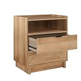 Prepac Simply Modern Nightstand Bedside Table, Natural Oak Nightstand for Bedroom, End Table with 2 Drawers and Open Shelf 23.75" W x 26.75" H x 16" D - Image 9
