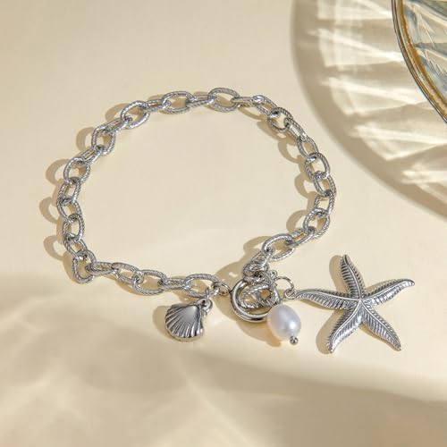 MUYAN Starfish Seashell Chain Bracelet for Women Trendy Beach Charm Bracelet Summer Jewelry4