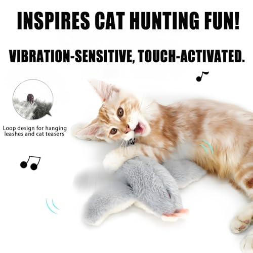 Image of Yewmow Interactive Chirping Bird Cat Toy,2026 Upgrade Flapping Bird Cat Toys,Simulated Chirping Bird Cat Toys,Cat Stimulation Toys for Indoor Cats (Gray Bird 1pcs)