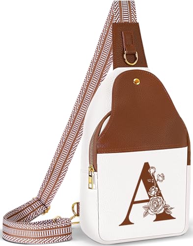 Image of Lizznoe Personalized Crossbody Bag for Women Leather Sling Bags with Initial Letter Chest Bag for Travel, Gift for Mom Wife