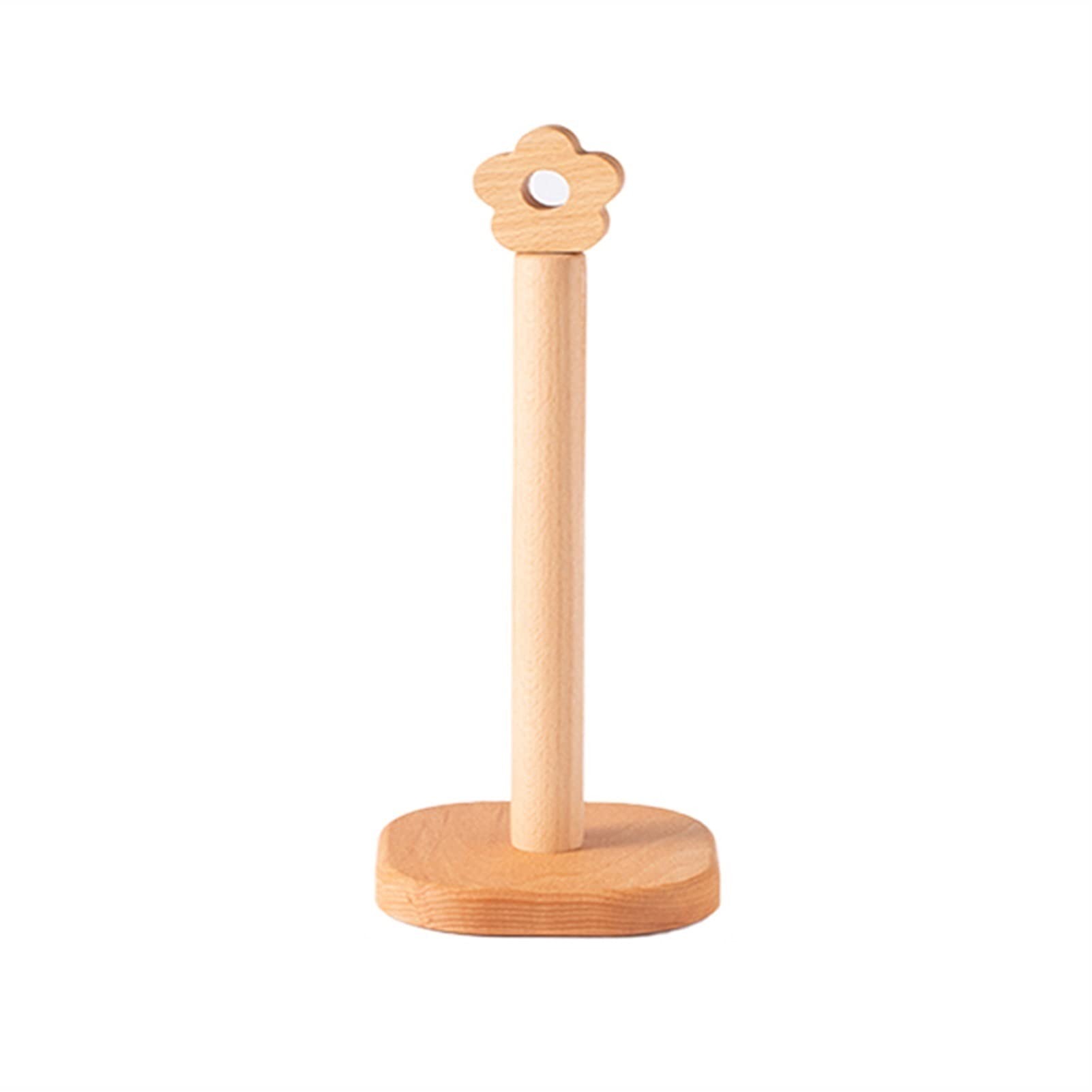 Creative Paper Towel Holder Simply Standing Countertop Wooden Roll Suitable for Cabinet Table (Round Bottom)(L)
